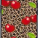 Wihytec Leopard & Cherry Phone Case for iPhone 14 Cherry Leopard Case Cover TPU Bumper Hard Back Shockproof Phone Case Girly Protective Phone Cover with Pretty Design