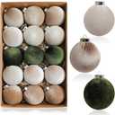 EMORBALS Green Velvet Christmas Ornaments, 15 Pcs Non Breakable Balls Ornaments for Christmas Tree, Neutral Xmas Decorations, 3.15inch 80mm