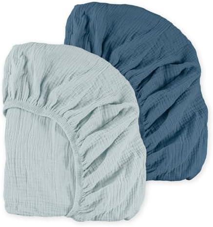 Lulu moon, 2 Pack for Baby Boy and Girl, Soft Breathable Stretchy Baby Pack N Play Mattress and Mini Cribs Sheet, Universal Fitted Portable/Mini Crib Mattresses (Bright Colors) 30x20In