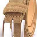 Men's Belt Casual Genuine Leather Suede Belts for Men 1 3/8" Wide Elegant Golf Dress Belt 34"