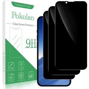 Pokolan [3-Pack Privacy Screen Protector for iPhone 14 Plus/iPhone 13 Pro Max, Anti Spy Tempered Glass Film, Full Coverage, Anti-Scratch, Bubble Free, Case Friendly