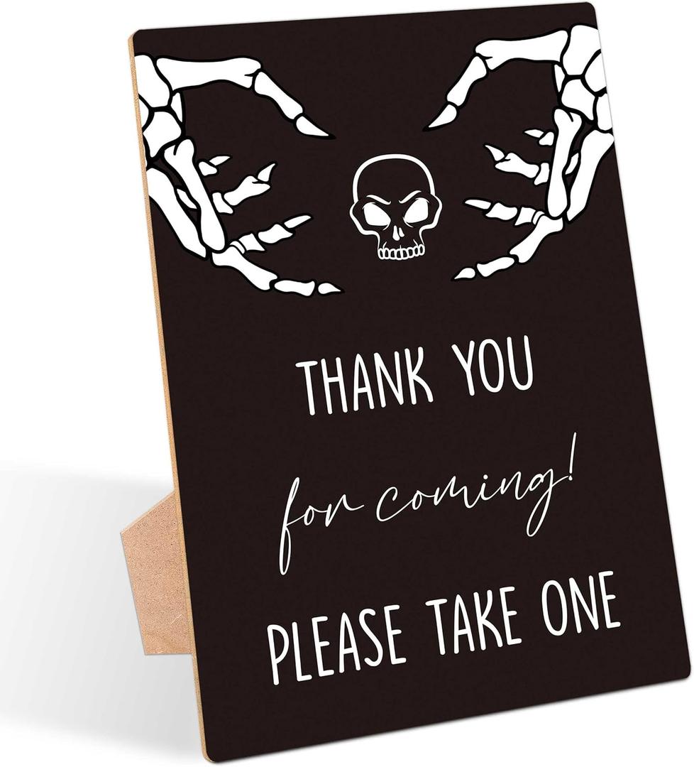 Halloween Baby Shower Table Sign, Thank You For Coming Sign, Pack of 1 Wooden Tabletop Sign with Stand, Black Gothic Baby Shower Supplies, Gender Reveal Party Decorations - TX20