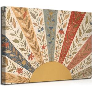 KecKoth Boho Sun Canvas Wall Art 16x24Inch