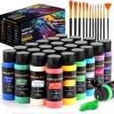 Acrylic Paint Set, 24 Colors (2 oz/Bottle) with 12 Art Brushes, Art Supplies for Painting Canvas, Wood, Ceramic & Fabric, Rich Pigments Lasting Quality for Beginners, Students & Professional Artist