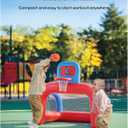 QPAU 2-in-1 Inflatable Toddler Basketball Hoop & Soccer Goal Set, Indoor Outdoor Sports Center Toys for Kids, Baby Toddlers Birthday Gift for 1 2 3 4 5 Year Old Boys Girls