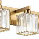 Aipsun Bathroom Vanity Light Fixtures Crystal Vanity Lighting Fixtures Brass 3 Light Bathroom Lighting (Exclude Bulb) (Gold) 23 Inch 