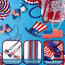 TOAPER 200PCS 4th of July Accessories Necklace for Adult- Red White And Blue Accessories Necklace, 4th Of July Beads Necklace for 250th Anniversary Independence Memorial Day