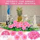 Hotop 24 Pcs Artificial Hibiscus Flowers Pink Hawaiian Fake Flowers Faux Tropical Hibiscus Decoration for Luau Summer Party Decor DIY Crafts Cake Favors Supplies Table Centerpieces