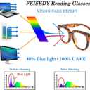 FEISEDY Retro Square Thick Big Frame Blue Light Blocking Reading Glasses Anti Glare Digital Eyestrain Reader B2523