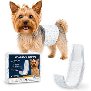 Dog Diapers Male XS, Disposable Wraps Belly Bands, 6-13", 50 Ct | 6-layer absorbent core wetness indicator soft fit leak-resistant protection for teacup, toy breeds & puppies