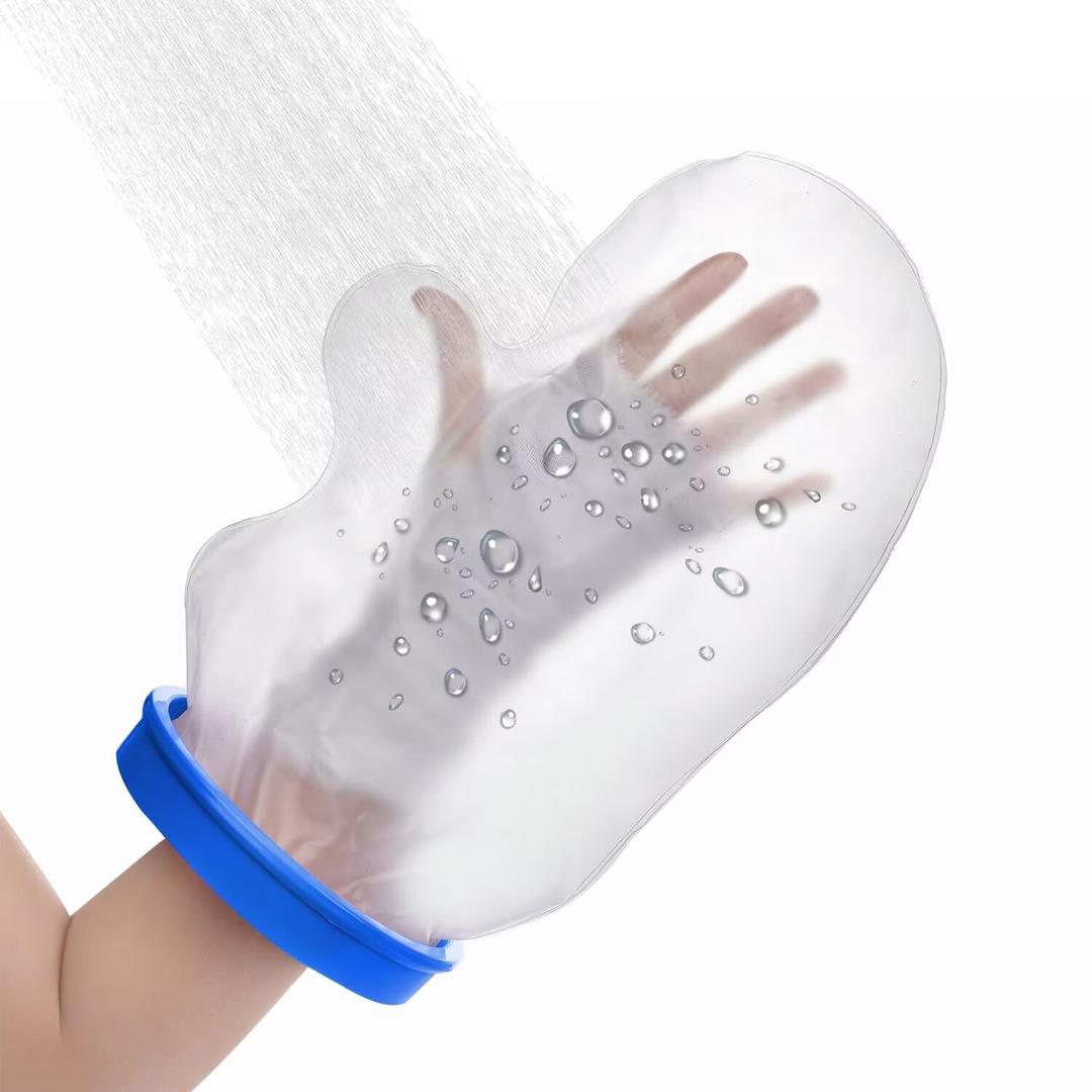 Waterproof Hand Cast Covers for Shower Bath, Adult Watertight Wrist Protector Resuable Wound Bandage Sleeve Bag for Broken Hand, Fingers, Surgery, Burns Blue