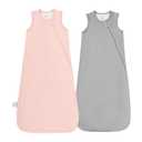 Supersoft Rayon Made from Bamboo Sleep Sack 3-6 Months Newborn Sleep Sack 0-3 Months 0.5 Tog Baby Wearable Blanket with 2-Way Zipper Summer Unisex Sleeping Bag for Babies (2 Pack) Pink & Gray (S(0-6M))