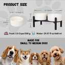 Raised Ceramic Dog Bowl Set - Elevated Double Dishes with Stainless Steel Stand - Food and Water Bowls for Small to Medium Dogs - Each Holds 3.5 Cups (29.57 fl oz) - White