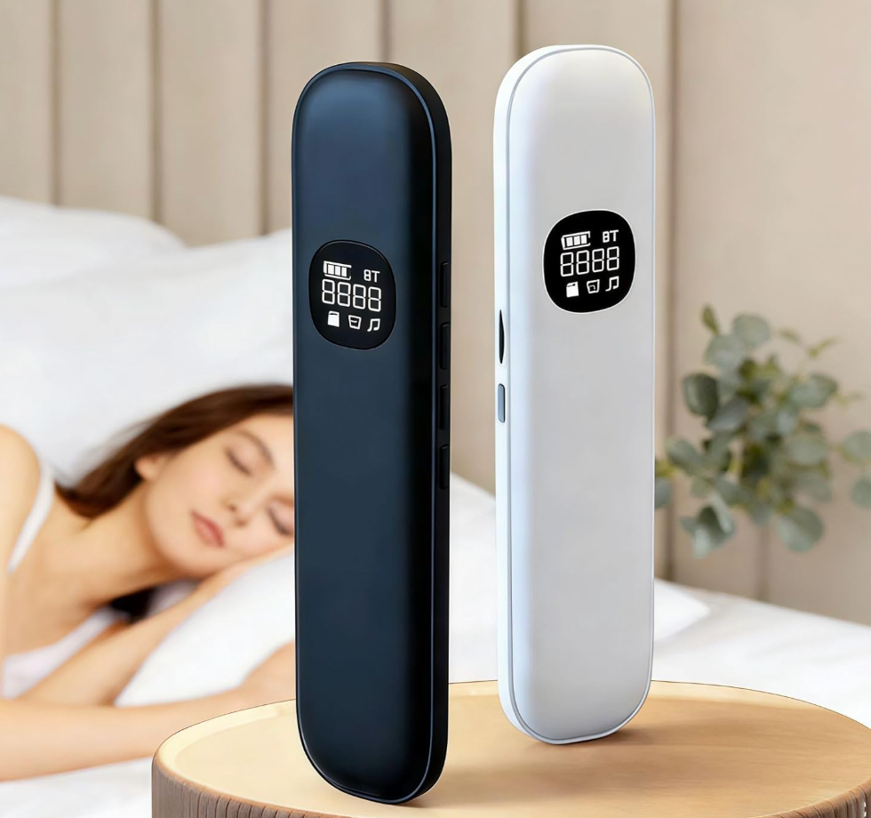 This item is a bone conduction pillow speaker designed for listening to audio while sleeping without disturbing others, Black
