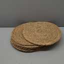 Defined Deco Woven Placemats Set of 10,12" Round Rattan Placemats,Natural Hand-Woven Water Hyacinth Placemats,Farmhouse Weave Place Mats,Rustic Braided Wicker Table Mats for Dining Table,Home,Wedding.