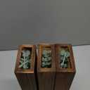 3 Pack Wooden Wall Planters with Fake Eucalyptus Stems, Modern Farmhouse Wood Vases Plants Wall Decor for Living Room, Bedroom, Bathroom (Dark Brown)