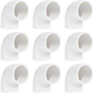 9 Pack 1-1/2" PVC 90 Degree Elbow Pipe Fittings (Socket x Socket), 2 Way Right Angle Adapter Coupling Schedule 40, 1-1/2 inch PVC Pipe Corner Connector DIY, White SCH 40