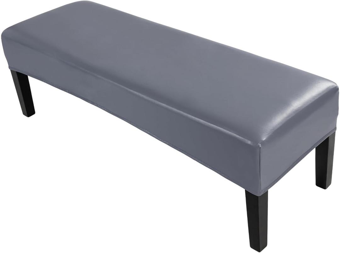 SearchI Waterproof Dining Bench Cover, Washable Durable Bench Covers Slipcover, Rectangle Bench Seat Covers for Dining Room Living Room Kitchen(Pu Grey)