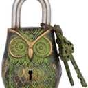 Brass Padlock - Lock with Keys - Working Functional - Brass Made - Type : (OWL - Vintage Finish)