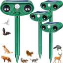 2026 Upgraded Solar Ultrasonic Animal Repellent Motion Activated Deer Repellent Outdoor with Adjustable Frequency Cat Deterrent to Keep Dog Raccoon Squirrel Rabbit Away from Yard Garden 2 Pack
