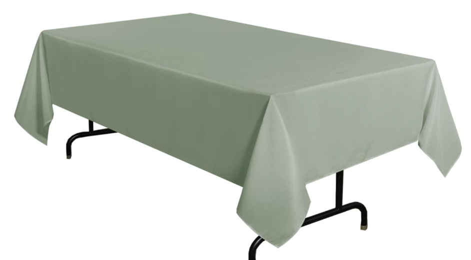 Sage Green Tablecloth 140 x 112 Inch, Rectangle Table Cloth for 6 Feet Tables - Stain and Wrinkle Resistant Washable Polyester Table Cover for Dining Tables, Buffet Parties and Camping