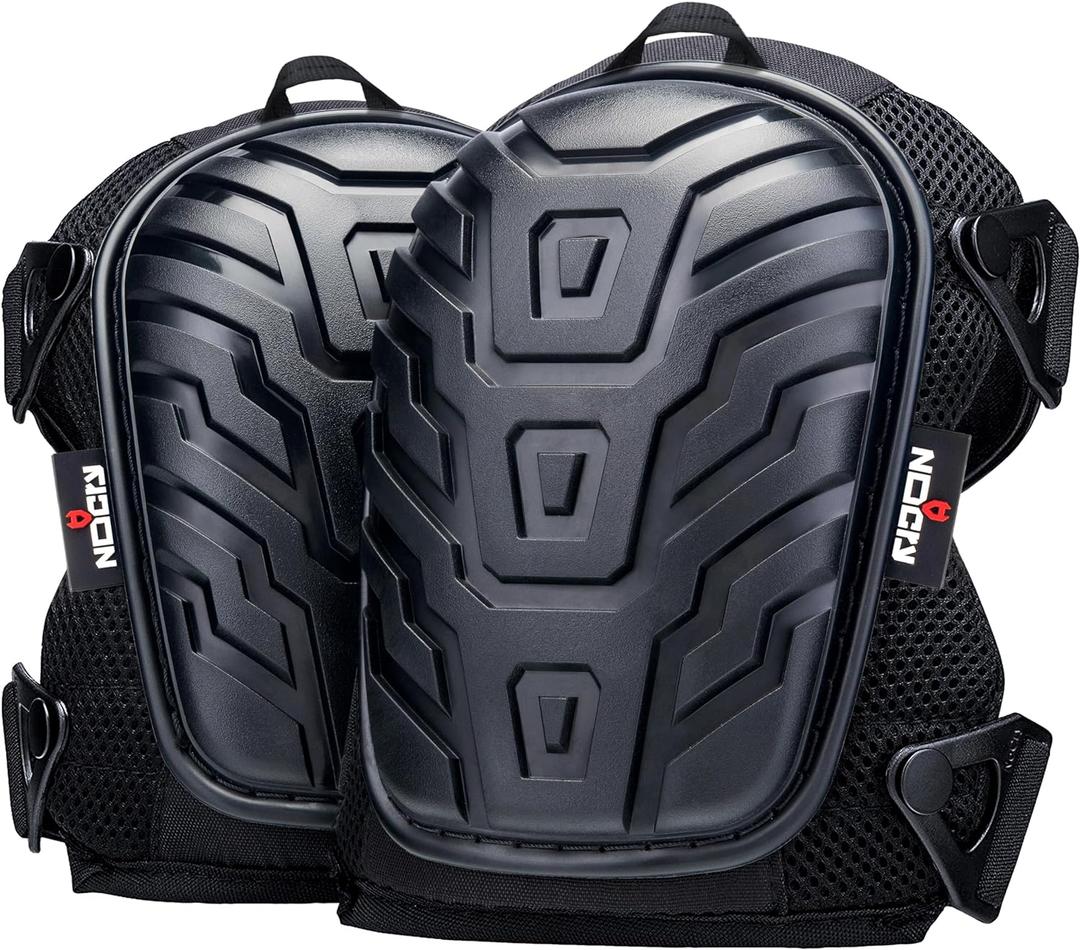 NoCry Professional Gel Knee Pads for Work with Soft Foam and Gel Cushion Heavy Duty Cap, Reinforced Adjustable Straps, Military Grade Rivets and Built-in Hang Loops Perfect for Construction