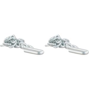CURT 80040 27-Inch Trailer Safety Chain with 7/16-In S-Hooks, 5,000 lbs Break Strength (Pack of 2) (CLEAR ZINC)