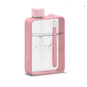 Mochic 13oz Flat Portable Travel Mug Handbag Slim Cold Flask | BPA Free A5 Water Bottle Tritan Plastic | Sports, Camping, Gym, Fitness, Outdoor - Leak Proof. 380ml (Pink)
