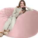 HABUTWAY Bean Bag Chair: Giant 5' Memory Foam Furniture Bean Bag Chairs for Adults with Microfiber Cover 5Ft (Pink)