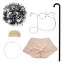 100 Days of School Costume Old Lady Costume for Adult Grandma Wig Old Lady Shawl Granny Glasses with Chain Pearl Necklace Grandma Cane School 100th Activity Suit