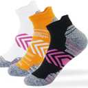 Women's sports socks running comfortable with Cushion anti-bubble 3 pairs low-top high-performance soft socks (7-10, 3 Pair Black/White/Orange)