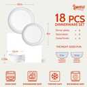 Sweese 18Pcs Lightweight Porcelain Dinnerware Set for 6, Stripe Blue
