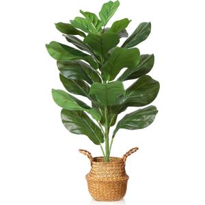 MOSADE Artificial Fiddle Leaf Fig Tree 30Inch Fake Potted Ficus Lyrata Plant with Handmade Seagrass Basket, Perfect Faux Plants Home Dcor for Indoor Outdoor Office Porch Balcony Bedroom Bathroom Gift (2ft 6in)