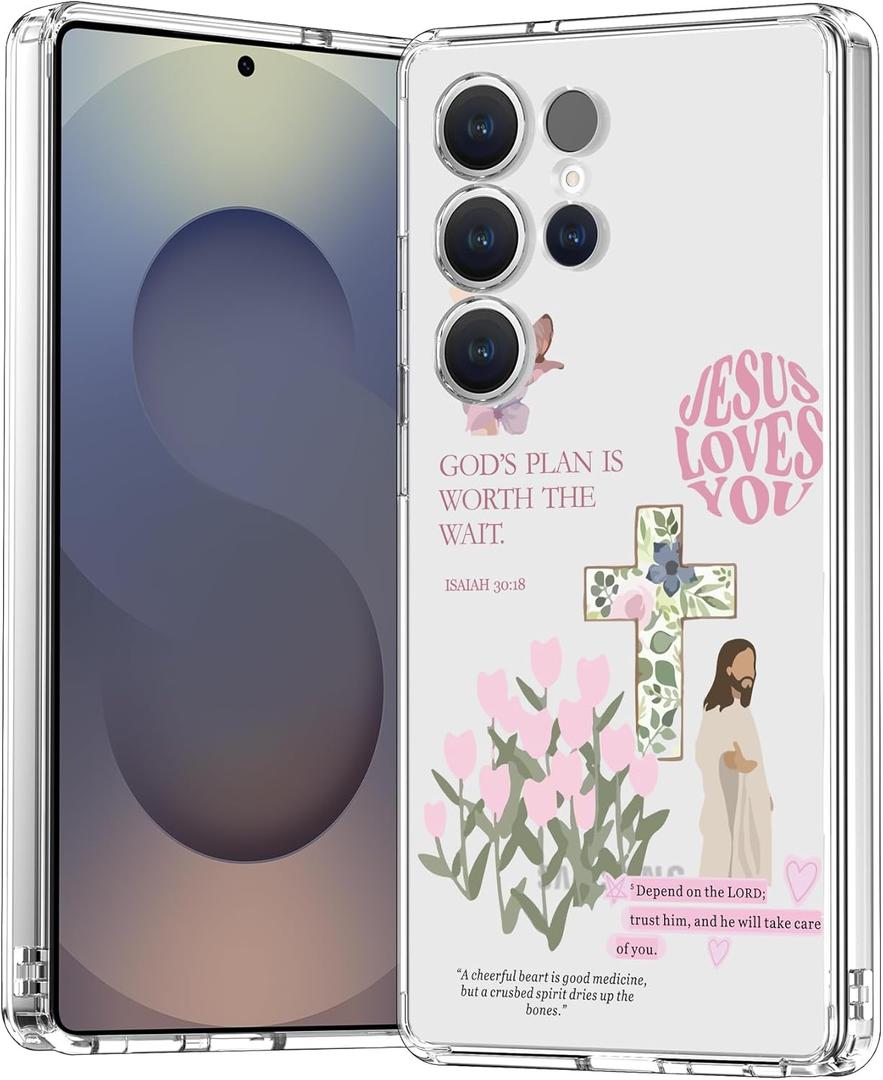 bicol for Samsung Galaxy S25 Ultra Case,Slim Clear Cover with Enhanced Camera Protection & God is Within Me,Trendy Protective Phone Case for Women & Girls, Fashion Design