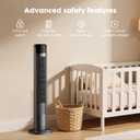 OLIXIS Tower Fan for Bedroom, 60°Oscillating Fan with Remote, 25ft Far, 28dB Quiet Electric Standing Fan, 12 H Timer, 5 Speeds, 4 Modes, Bladeless Floor fan for Home, Office, Indoor, 36 Inch