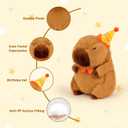 Capybara Plush with Happy Birthday Hat Bow Soft Capibara Stuffed Animal Plushies Toys Gifts for Valentines Birthday Party Decoration for Kids Brown 9 inch