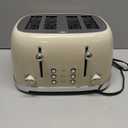 4 Slice Toaster Roter Mond Retro Stainless Steel with Bagel Defrost Cancel Function, 6 Browning Settings, Extre Wide Slot and Removable Crumb Tray, Cream, ST033
