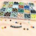 960pcs Natural Stone Beads Polished Beading 6mm Loose Beads Gemstone Crystal Energy Stone Healing Power for DIY Jewelry Making (6mm 24 Materials R2)