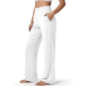 Women's Wide Leg Sweatpants High Waist Soft Athletic Pants, Lightweight Workout Lounge Pants for Yoga Gym Running (White, S)