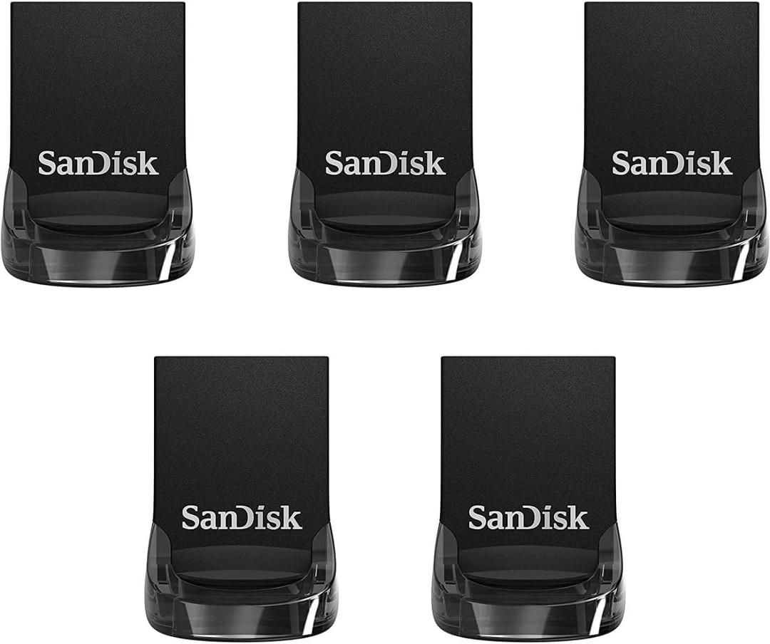 SANDISK 64GB 5-Pack Ultra Fit USB 3.2 Gen 1 Flash Drive (5x64GB) - Up to 300MB/s, Plug-and-Stay Design, Non-Retail Packaging - SDCZ430-064G-GAM5C