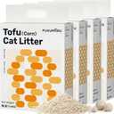 FUKUMARU Tofu Cat Litter - Natural Lightweight Bean Dregs & Corn Starch Cat Litter Pellets, Dust Free Quick Clumping, Effective Odor Control, Flushable, Low Tracking, 32lb (8lb x 4 Bags)