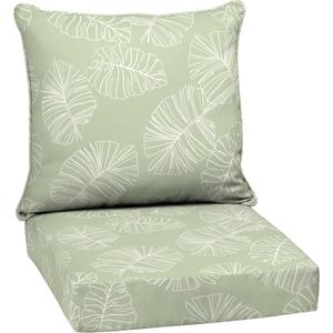 Arden Outdoor Deep Seat Cushion Set, 24 in x 24 in, Weather-Proof, Rain-Proof, Fade Resistant Patio Cushion for Chair, Sofa, and Couch Coastal Green Leaf, 1 Pack
