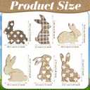 6 Pcs Easter Table Decorations Wooden Bunny Tiered Tray Decor Stand Signs Easter Bunny Tabletop Centerpiece with Rope Farmhouse Rabbit Decorations for Spring Party Home Office(Cute)