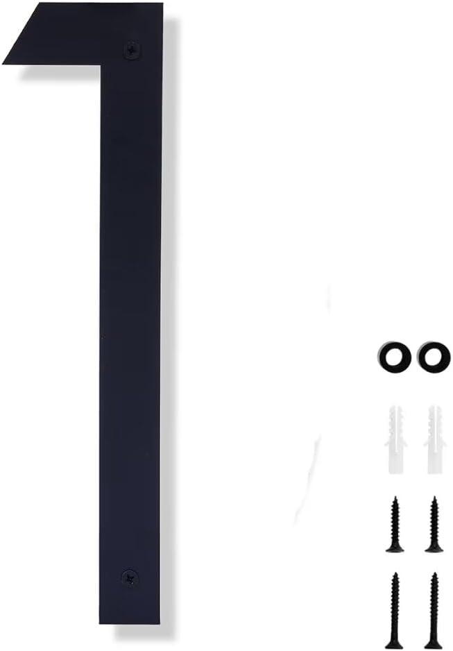 10 Inch House Numbers for Outside Modern Black House Number Large Metal Address Numbers for Outside Floating Door Numbers with Nail Kit for Number 1 (one)