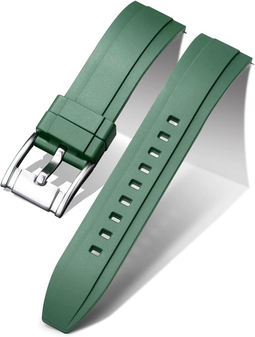 BINLUN Quick Release Silicone Watch Bands Replacement Rubber Watch Straps 18mm 19mm 20mm 21mm 22mm 24mm Smartwatches Bands for Men and Women Waterproof Sport Watchbands with 11 Colors (Green)