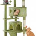 DUMOS 54-inch Cat Tree Tower with Scratching Posts, Indoor Use
Multi-Level Pet House for Large Cats with 2 Condos, Round Platform, Small Ladder and Toys, Green