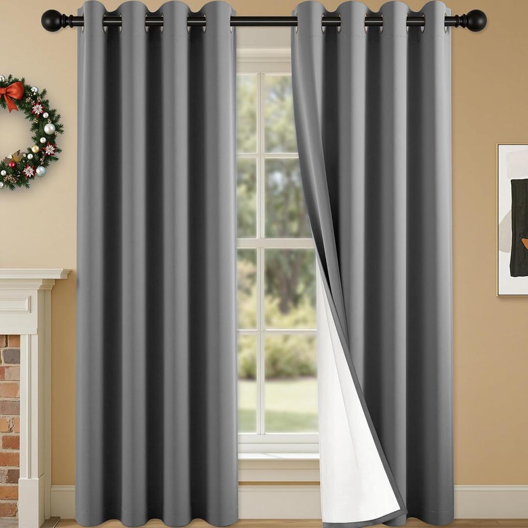 2 Panels 100% Blackout Curtains, Lightweight Thermal Insulated Grommet Drapes for Bedroom Living Room, Light Blocking Window Treatment, Pack of 2, 54x108 Inches, Charcoal Grey
