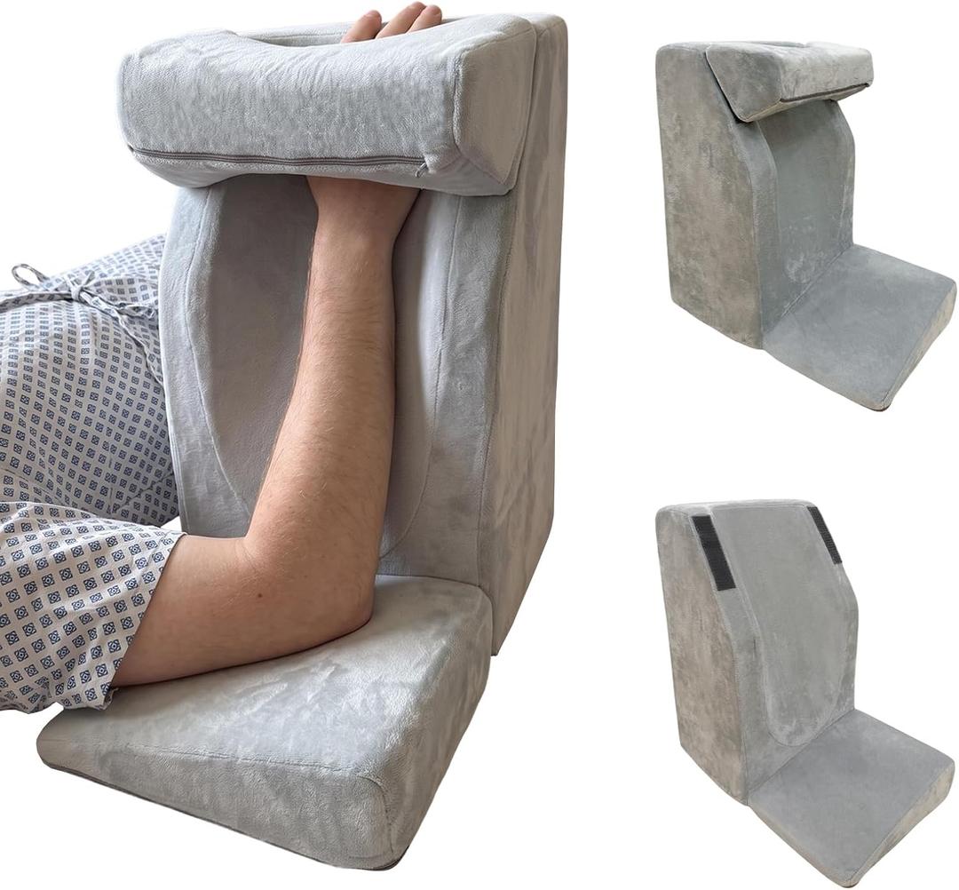 Arm Elevation Pillow for Post Surgery Recovery, High-Density Foam Support for Broken Wrist, Elbow & Shoulder, Large Arm Rest for Sleeping with Non-Slip Base & Detachable Grip (Right)