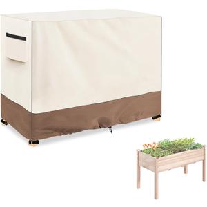 Outdoor Raised Garden Bed Winter Cover with Split Zipper,Waterproof Heavy Duty Cover for 48 x 24 x 30 inch Elevated Wood Planter Box Stand(Beige,Covers only)