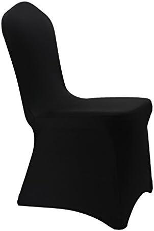 WELMATCH Black Stretch Spandex Chair Covers - 1 PCS Banquet Events Party Universal Dining Decoration Scuba Elastic Chair Covers Premium (Black, 1)